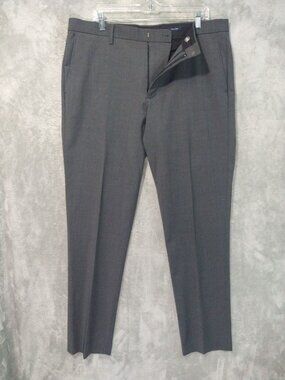 J Crew Dress Pants Mens 36x34 Gray Wool Thompson Tapered Leg Flat Front Preppy